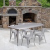image:imageFlash Furniture Commercial Grade 315 x 63 Rectangular Silver Metal IndoorOutdoor Table Set with 4 Arm ChairsSilver