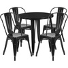 image:imageFlash Furniture Dalton Commercial Grade 30 Round Black Metal IndoorOutdoor Table Set with 4 Cafe ChairsBlack