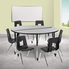 image:imageFlash Furniture Mobile 60 Circle Wave Collaborative Laminate Activity Table Set with 18 Student Stack Chairs GreyBlackGrey