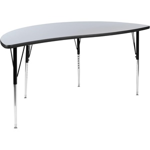 image:imageFlash Furniture 60 Half Circle Wave Collaborative Grey Thermal Laminate Activity Table  Standard Height Adjustable LegsGrey