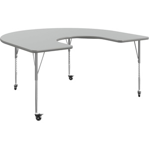 image:imageFlash Furniture 66 x 60 Horseshoe Activity Table Light Natural CastersGray TopSilver Frame