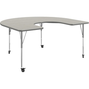 image:imageFlash Furniture 66 x 60 Horseshoe Activity Table Light Natural CastersLight Gray TopSilver Frame
