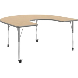 image:imageFlash Furniture 66 x 60 Horseshoe Activity Table Light Natural CastersLight Natural TopSilver Frame