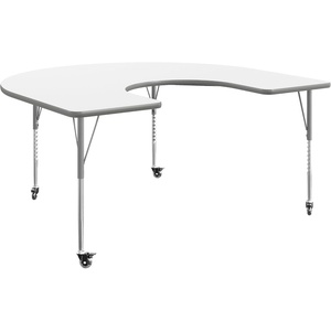 image:imageFlash Furniture 66 x 60 Horseshoe Activity Table Light Natural CastersWhite TopSilver Frame
