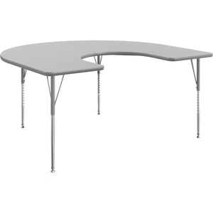 image:imageFlash Furniture 66 x 60 Horseshoe Activity Table Light Natural Std LegsGray TopSilver Frame