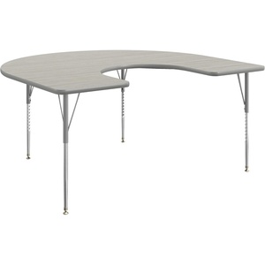 image:imageFlash Furniture 66 x 60 Horseshoe Activity Table Light Natural Std LegsLight Gray TopSilver Frame