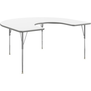 image:imageFlash Furniture 66 x 60 Horseshoe Activity Table Light Natural Std LegsWhite TopSilver Frame