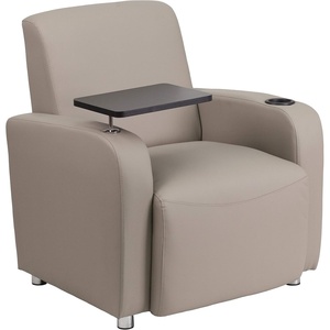 image:imageFlash Furniture George LeatherSoft Guest Chair with Tablet Arm and Cup Holder Upholstered Tablet Arm Chair for Offices and Waiting Rooms GrayGrey
