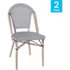 image:imageFlash Furniture PE Rattan IndoorOutdoor Stackable Chair Black 2PackBlack  WhiteLight Natural Frame