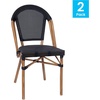 image:imageFlash Furniture PE Rattan IndoorOutdoor Stackable Chair Black 2PackBlackNatural Frame