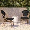 image:imageFlash Furniture PE Rattan IndoorOutdoor Stackable Chair Black 2PackBlackNatural Frame