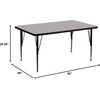 image:imageFlash Furniture Wren 30W x 48L Rectangular Oak HP Laminate Activity Table  Height Adjustable Short LegsGrey