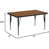 image:imageFlash Furniture Wren 30W x 48L Rectangular Oak HP Laminate Activity Table  Height Adjustable Short LegsOak