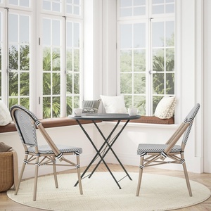 image:imageFlash Furniture PE Rattan IndoorOutdoor Stackable Chair Black 2PackBlack  WhiteLight Natural Frame