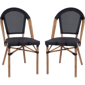 image:imageFlash Furniture PE Rattan IndoorOutdoor Stackable Chair Black 2PackBlackNatural Frame