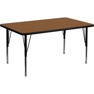 image:imageFlash Furniture Wren 30W x 48L Rectangular Oak HP Laminate Activity Table  Height Adjustable Short LegsOak