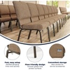 image:imageFlash Furniture Advantage Mixed Tan Church Chair 205 in WideMixed Tan FabricGold Vein Frame