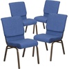 image:imageFlash Furniture Hercules 185 in Wide Fabric Church Chair Dark GrayBlue FabricGold Vein Frame