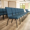 image:imageFlash Furniture Hercules 185 in Wide Fabric Church Chair Dark GrayBlue FabricGold Vein Frame
