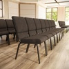image:imageFlash Furniture Hercules 185 in Wide Fabric Church Chair Dark GrayBrown Dot FabricGold Vein Frame