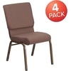 image:imageFlash Furniture Hercules 185 in Wide Fabric Church Chair Dark GrayBrown Dot FabricGold Vein Frame
