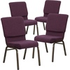 image:imageFlash Furniture Hercules 185 in Wide Fabric Church Chair Dark GrayPlum FabricGold Vein Frame