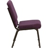 image:imageFlash Furniture Hercules 185 in Wide Fabric Church Chair Dark GrayPlum FabricGold Vein Frame