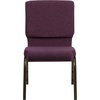 image:imageFlash Furniture Hercules 185 in Wide Fabric Church Chair Dark GrayPlum FabricGold Vein Frame
