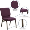 image:imageFlash Furniture Hercules 185 in Wide Fabric Church Chair Dark GrayPlum FabricGold Vein Frame