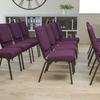 image:imageFlash Furniture Hercules 185 in Wide Fabric Church Chair Dark GrayPlum FabricGold Vein Frame