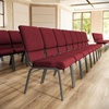 image:imageFlash Furniture Hercules 185 in Wide Fabric Church Chair Dark GrayRed FabricSilver Vein Frame