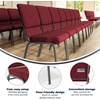 image:imageFlash Furniture Hercules 185 in Wide Fabric Church Chair Dark GrayRed FabricSilver Vein Frame