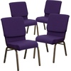 image:imageFlash Furniture Hercules 185 in Wide Fabric Church Chair Dark GrayRoyal Purple FabricGold Vein Frame