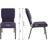 image:imageFlash Furniture Hercules 185 in Wide Fabric Church Chair Dark GrayRoyal Purple FabricGold Vein Frame
