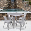 image:imageFlash Furniture Commercial Grade 315 Square Silver Metal IndoorOutdoor Table Set with 4 Arm ChairsSilver