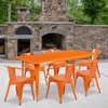 image:imageFlash Furniture Commercial Grade 315 x 63 Rectangular Orange Metal IndoorOutdoor Table Set with 6 Arm ChairsOrange