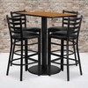 image:imageFlash Furniture Jamie 24 x 42 Rectangular Natural Laminate Table Set with 4 Ladder Back Metal Barstools  Black Vinyl SeatNatural TopBlack Vinyl Seat