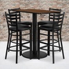 image:imageFlash Furniture Jamie 24 x 42 Rectangular Natural Laminate Table Set with 4 Ladder Back Metal Barstools  Black Vinyl SeatWalnut TopBlack Vinyl Seat