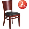 image:imageFlash Furniture 2 Pack Lacey Series Solid Back Walnut Wood Restaurant Chair  Black Vinyl SeatBlack Vinyl SeatMahogany Wood Frame