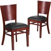 image:imageFlash Furniture 2 Pack Lacey Series Solid Back Walnut Wood Restaurant Chair  Black Vinyl SeatBlack Vinyl SeatMahogany Wood Frame