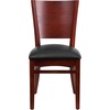 image:imageFlash Furniture 2 Pack Lacey Series Solid Back Walnut Wood Restaurant Chair  Black Vinyl SeatBlack Vinyl SeatMahogany Wood Frame