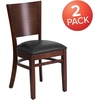 image:imageFlash Furniture 2 Pack Lacey Series Solid Back Walnut Wood Restaurant Chair  Black Vinyl SeatBlack Vinyl SeatWalnut Wood Frame