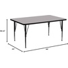image:imageFlash Furniture 48 x 24 Adjustable Activity Table Light Gray Short LegsGrey