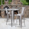 image:imageFlash Furniture Commercial Grade 30 Round Silver Metal IndoorOutdoor Bar Table Set with 2 Cafe StoolsSilver