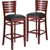 image:imageFlash Furniture Darby Series Slat Back Walnut Wood Restaurant Barstool  Black Vinyl SeatBlack Vinyl SeatMahogany Wood Frame