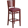 image:imageFlash Furniture Darby Series Slat Back Walnut Wood Restaurant Barstool  Black Vinyl SeatBurgundy Vinyl SeatMahogany Wood Frame