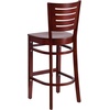 image:imageFlash Furniture Darby Series Slat Back Walnut Wood Restaurant Barstool  Black Vinyl SeatMahogany Wood SeatMahogany Wood Frame