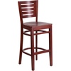 image:imageFlash Furniture Darby Series Slat Back Walnut Wood Restaurant Barstool  Black Vinyl SeatMahogany Wood SeatMahogany Wood Frame