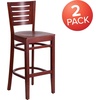 image:imageFlash Furniture Darby Series Slat Back Walnut Wood Restaurant Barstool  Black Vinyl SeatMahogany Wood SeatMahogany Wood Frame