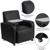 image:imageFlash Furniture George LeatherSoft Guest Chair with Tablet Arm Cup Holder and Front Wheel Casters Upholstered Tablet Arm Chair for Offices BlackBlack